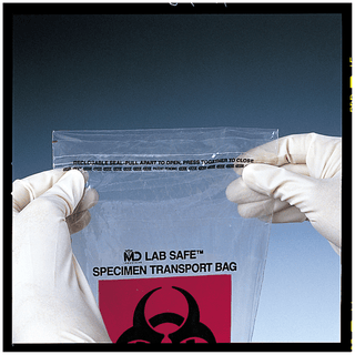 MEDEGEN LAB SAFE LABORATORY SPECIMEN COLLECTION BAGS - Collection Bag, 6" x 9", Zip Closure, Economy, Biohazard Black/ Red Print, 1000/cs | Quantity - 1x CS