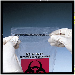MEDEGEN LAB SAFE LABORATORY SPECIMEN COLLECTION BAGS - Collection Bag, 6" x 9", Reclosable Adhesive Closure, Biohazard Black/ Red Print, 1000/cs | Quantity - 1x CS
