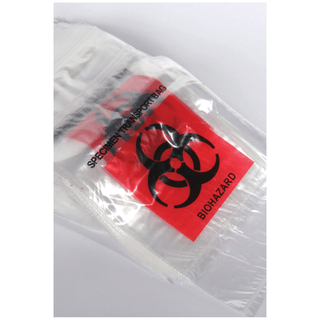 MEDEGEN LAB SAFE LABORATORY SPECIMEN COLLECTION BAGS - Collection Bag, 6" x 9", Zip Closure, Economy, Biohazard Black/ Red Print, 1000/cs | Quantity - 1x CS