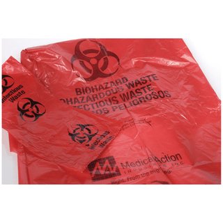 MEDEGEN INFECTIOUS WASTE BAGS - Waste Bag, 23" x 23" Red, F-Code Series: Pass the ASTMD1922-67, 480 Gram Elmendorf Test, 1.2 mil, 7-10 gal, 500/cs (64 cs/plt) | Quantity - 1x CS