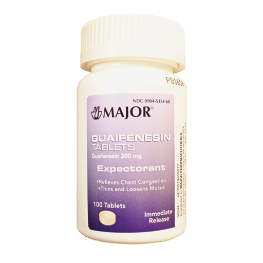 MAJOR COLD & COUGH TABLETS - Guaifenesin, 200mg, 100s, Compare to Organidin, 24/cs, NDC# 00904-5154-60  | Quantity - 1x CS