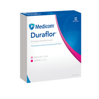 MEDICOM DURAFLOR 5% SODIUM FLUORIDE VARNISH - Sodium Fluoride Varnish, Bubble Gum, 0.25mL Unit Dose, 200/bx (Not Available for sale into Canada) | Quantity - 1x BX