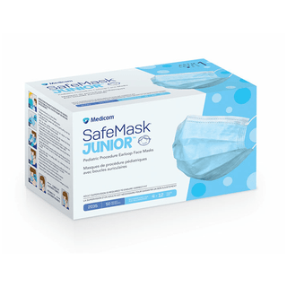 MEDICOM SAFEMASK JUNIOR PEDIATRIC PROCEDURE FACE MASKSSafeMask Junior Earloop Face Mask, ASTM L1, Blue, 50/bx, 10 bx/cs | Quantity - 1x CS