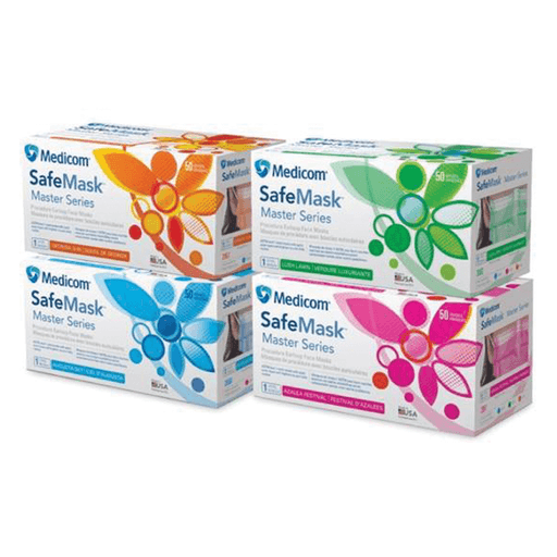 MEDICOM SAFEMASK MASTER SERIES L1 - Procedure Earloop Mask, ASTM Level 1, Azalea Festival (Bright Fuschia), 50/bx, 10 bx/cs (Not Available for sale into Canada) | Quantity - 1x CS