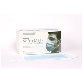 MEDICOM SAFEMASK TAILORMADE - Procedure Earloop Mask with Chin Wire, ASTM LEVEL 1 Low Barrier, Blue, 50/bx, 10 bx/cs (Not Available for sale into Canada) | Quantity - 1x CS