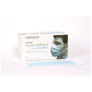 MEDICOM SAFEMASK TAILORMADE - Procedure Earloop Mask with Chin Wire, ASTM LEVEL 1 Low Barrier, Blue, 50/bx, 10 bx/cs | Quantity - 1x CS