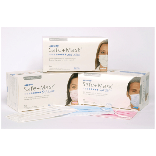 MEDICOM SAFEMASK SOFSKIN LEVEL 1 - Earloop Mask, ASTM LEVEL 1, Blue, 50/bx, 10 bx/cs (Not Available for sale into Canada) | Quantity - 1x CS