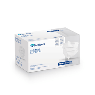 MEDICOM SAFEMASK SOFSKIN LEVEL 3Earloop Mask, Sofskin Fit, Adjustable Chin & Nose Piece, ASTM Level 3, White, 50/bx, 10 bx/cs | Quantity - 1x CS