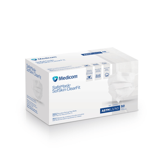 MEDICOM SAFEMASK SOFSKIN LEVEL 3 - Earloop Mask, Sofskin ClearFit, Fog-Free Strip + Adjustable Chin & Nose Piece, ASTM Level 3, White, 50/bx, 10 bx/cs (Not Available for sale into Canada) | Quantity - 1x CS