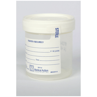 MEDEGEN LEAK-RESISTANT STERILE SPECIMEN CONTAINERS - Gent-L-Kare Wide Mouth Specimen Container, 3 oz, Lid, White, Sterility Seal & Label, Graduated In 20, 40, 60, 80 & 90 mL Increments, 100/bg, 4 bg/cs | Quantity - 1x CS