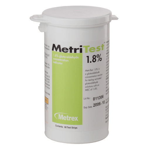 METREX METRITEST GLUTARALDEHYDE - MetriTest 1.8, For 28 Day Use Life, 60 strips/bottle, 2 btl/cs (US Only) | Quantity - 1x CS