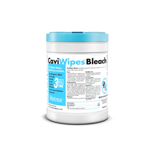 METREX CAVIWIPES1 SURFACE DISINFECTANT - CaviWipe Bleach, 6" x 10.5", 90 singles/ctn, 12 ctn/cs (30 cs/plt) (US Only) | Quantity - 1x CS