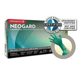 ANSELL MICROFLEX NEOGARD POWDER-FREE MEDICAL-GRADE CHLOROPRENE EXAM GLOVESExam Gloves, Chloroprene, PF, Latex-Free, Textured Fingers, Green, Medium, 100/bx, 10 bx/cs (Item on Manufacturer Backorder  Inventory Limited when Available) | Quantity - 1x CS