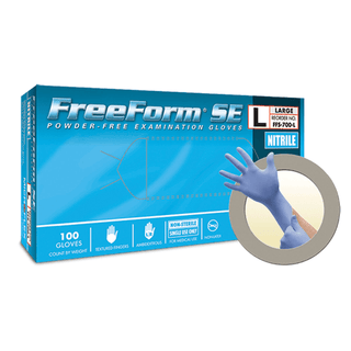 ANSELL MICROFLEX FREEFORM SE POWDER-FREE NITRILE EXAM GLOVES - Exam Gloves, PF Nitrile, Textured Fingers, Blue, Medium, 100/bx, 10 bx/cs (96 cs/plt)  | Quantity - 1x CS