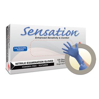 ANSELL MICROFLEX SENSATION POWDER-FREE NITRILE EXAM GLOVES - Exam Gloves, PF Nitrile, Textured Fingers, Blue, X-Large, 100/bx, 10 bx/cs  | Quantity - 1x CS