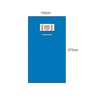 SOLVENTUM STERI-DRAPE OPHTHALMIC SURGICAL DRAPESLarge Sheet with Aperture & 2 Pouches, 62" x 107", Standard Blue Fabric, Face Arch, Fluid Collection Pouches, 14/bx, 2 bx/cs | Quantity - 1x CS