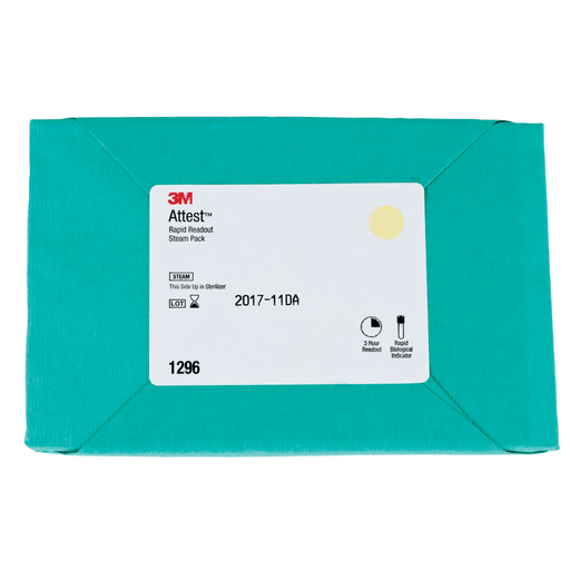 SOLVENTUM ATTEST RAPID READOUT BIOLOGICAL INDICATORS & TEST PACKSTest Pack for Steam 250F/ 121C Gravity or 270F/ 132C Vacuum Assisted Sterilizers, Includes 25 Test Packs & 25 Controls, 3 Hour Readout, Brown Cap, 25/cs (84 cs/plt) | Quantity - 1x CS