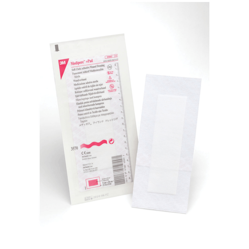 SOLVENTUM MEDIPORE +PAD SOFT CLOTH ADHESIVE WOUND DRESSING - Wound Dressing, 3" x 8", Pad Size 1" x 6", 25/bx, 4 bx/cs (Continental US+HI Only) | Quantity - 1x CS