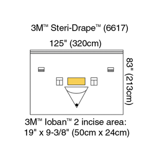 SOLVENTUM STERI-DRAPE PATIENT ISOLATION DRAPES - Isolation Drape, 126" x 83", Ioban 2 Incise Film & Pouch, 1 Exit Port, 2 Instrument Pouches, 2 Tube & Cord Organizers, Adhesive Strip Along Top, 5/bx, 4 bx/cs (Continental US+HI Only)  | Quantity - 1x CS