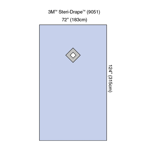 SOLVENTUM GENERAL SURGERY DRAPES - Steri-Drape Thyroid Drape, 72" x 124", Absorbent Impervious Material, Diamond Adhesive Aperture, 15/bx, 2 bx/cs | Quantity - 1x CS