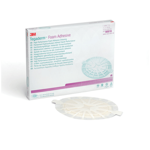 SOLVENTUM TEGADERM FOAM ADHESIVE DRESSING - Foam Adhesive Dressing, 7 " x 8 ", Oval, 5/bx, 3 bx/cs (Continental US+HI Only) | Quantity - 1x CS
