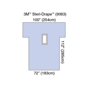SOLVENTUM GENERAL SURGERY DRAPES - Steri-Drape Laparotomy Drape, 72" x 112", Absorbent Impervious Material, Rectangular Aperture, Arm Extensions, 10/bx, 2 bx/cs (Continental US+HI Only) | Quantity - 1x CS