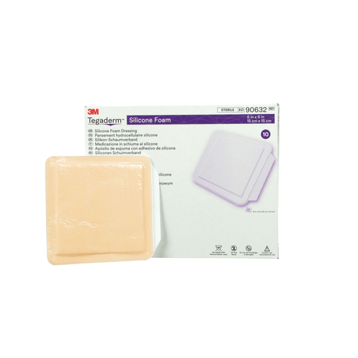 SOLVENTUM TEGADERM SILICONE FOAM BORDER DRESSINGNon-Bordered Dressing, 6" x 6", 10/bx, 4 bx/cs | Quantity - 1x CS