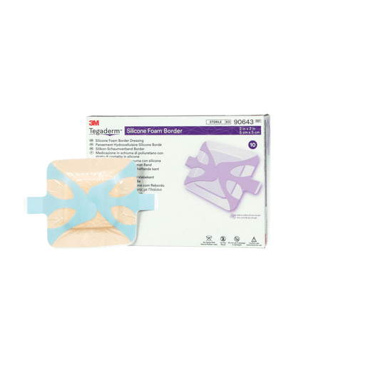 SOLVENTUM TEGADERM SILICONE FOAM BORDER DRESSINGBordered Dressing, 2" x 2", 10/bx, 6 bx/cs | Quantity - 1x CS