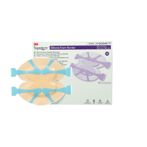 SOLVENTUM TEGADERM SILICONE FOAM BORDER DRESSING - Heel & Contour Dressing, 6" x 6", 5/bx, 4 bx/cs (Continental US+HI Only) | Quantity - 1x CS