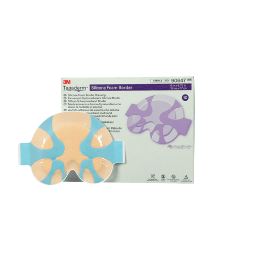 SOLVENTUM TEGADERM SILICONE FOAM BORDER DRESSING - Small Sacral Dressing, 6" x 6.75", 10/bx, 4 bx/cs (Continental US+HI Only) | Quantity - 1x CS