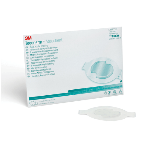 SOLVENTUM TEGADERM ABSORBENT CLEAR ACRYLIC DRESSINGS - Dressing, Small Oval, Pad Size 1" x 2", Overall Size 3" x 3", 10/bx, 4 bx/cs (Continental US+HI Only) | Quantity - 1x CS