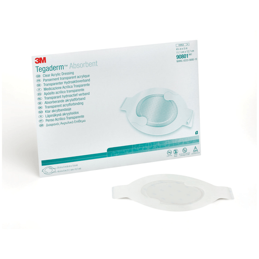 SOLVENTUM TEGADERM ABSORBENT CLEAR ACRYLIC DRESSINGSDressing, Medium Oval, Pad Size 2.4" x 3", Overall Size 4.4" x 5", 10/bx, 4 bx/cs | Quantity - 1x CS