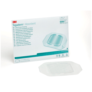 SOLVENTUM TEGADERM ABSORBENT CLEAR ACRYLIC DRESSINGSDressing, Small Square, Pad Size 3.9" x 4", Overall Size 5.9" x 6", 10/bx, 4 bx/cs | Quantity - 1x CS