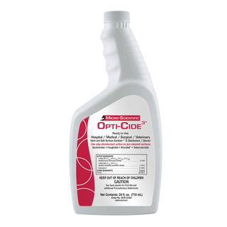 MICRO-SCIENTIFIC OPTI-CIDE3 DISINFECTANTOpti-Cide3 Disinfectant, Pour Bottle with Flip Cap, 24 oz, 12/cs (60 cs/plt) (Contenental US Only) (Item is considered HAZMAT and cannot ship via Air or to AK, GU, HI, MP, PR, VI) | Quantity - 1x CS