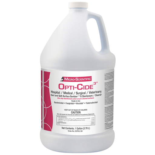 MICRO-SCIENTIFIC OPTI-CIDE3 DISINFECTANT - Opti-Cide3 Disinfectant, 1 Gallon Pour Bottle, 4/cs (Contenental US Only) (Item is considered HAZMAT and cannot ship via Air or to AK, GU, HI, MP, PR, VI) (36 cs/plt) | Quantity - 1x CS