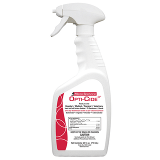 MICRO-SCIENTIFIC OPTI-CIDE3 DISINFECTANTOpti-Cide3 Disinfectant, 24 oz Spray Bottle, 12/cs (Contenental US Only) (Item is considered HAZMAT and cannot ship via Air or to AK, GU, HI, MP, PR, VI) (60 cs/plt) | Quantity - 1x CS