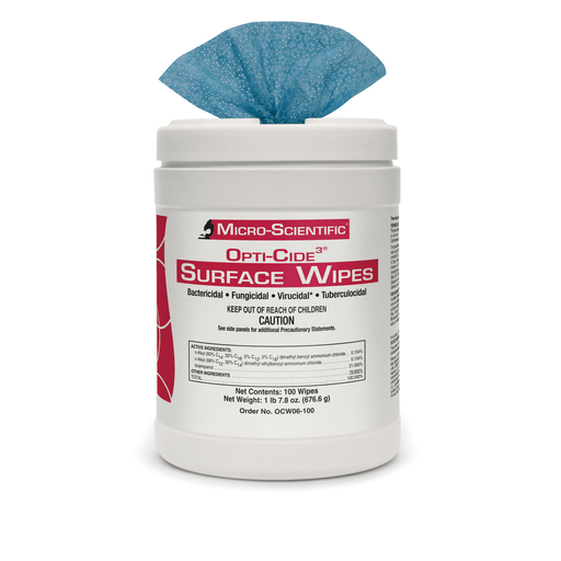 MICRO-SCIENTIFIC OPTI-CIDE3 DISINFECTANT SURFACE WIPES - Surface Wipes OPTI-CIDE3, 7" x 10", 100/can, 6 can/cs (US Only) (60 cs/plt) | Quantity - 1x CS