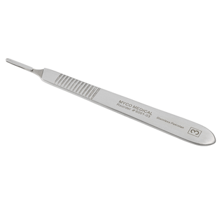 MYCO STAINLESS STEEL BLADE HANDLES - #3 Bard Parker Style Handle Fits Blade Sizes 9, 17, 10, 10A, 11, 12, 12B, 15 & 15C, 10/bx (US Only) | Quantity - 1x BX