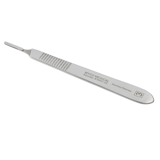 MYCO STAINLESS STEEL BLADE HANDLES - #3 Bard Parker Style Handle Fits Blade Sizes 9, 17, 10, 10A, 11, 12, 12B, 15 & 15C, 10/bx (US Only) | Quantity - 1x BX