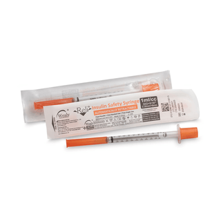 MYCO RELI WEALY SAFETY INSULIN SYRINGES - Safety Insulin Hypodermic Needle with 1mL Syringe, 30G x 5/16", 100/bx (Available for Sale in US & Canada) | Quantity - 1x BX