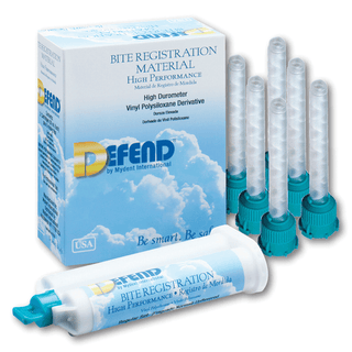 MYDENT DEFEND BITE REGISTRATION MATERIAL - Bite Registration, Super Fast Set, Mint Chocolate Chip. 2x50 mL cartridges + 6 teal mixing tips/pk, 20pk/cs | Quantity - 1x CS