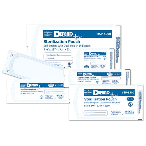 MYDENT DEFEND+PLUS STERILIZATION POUCHES - Self-Seal Sterilization Pouch, 7.5" x 13", 200/bx | Quantity - 1x BX