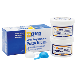 MYDENT DEFEND SUPER HYDROPHILIC VPS IMPRESSION MATERIAL - Vinyl Polysiloxane Putty Kit-Regular Set. Includes 2x300 mL jars + 2 scoops | Quantity - 1x KT