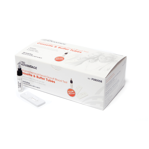 PRO ADVANTAGE IMMUNOCHEMICAL FECAL OCCULT BLOOD TESTImmunochemical Fecal Occult Blood Test Cassettes & Buffer Tubes, Includes: (25) Cassettes & Buffer Tubes, 25/bx | Quantity - 1x BX