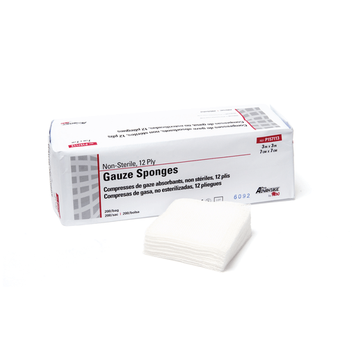 PRO ADVANTAGE GAUZE SPONGES - NON-STERILE - Gauze Sponge, 3" x 3", 12-Ply, Non-Sterile, 200/sleeve, 20 slv/cs (70 cs/plt) | Quantity - 1x CS