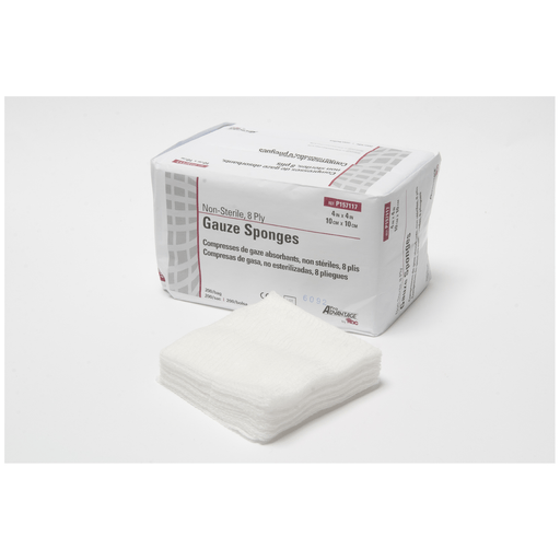 PRO ADVANTAGE GAUZE SPONGES - NON-STERILE - Gauze Sponge, 4" x 4", 8-Ply, Non-Sterile, 200/sleeve, 20 slv/cs (48 cs/plt) | Quantity - 1x CS