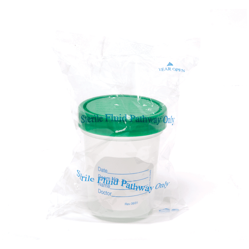 PRO ADVANTAGE URINE SPECIMEN CONTAINERS - Specimen Container, Screw-On Lid & Label, 4 oz, Sterile, Packaged Individually in Poly Pouch, 100/cs (30 cs/plt) | Quantity - 1x CS