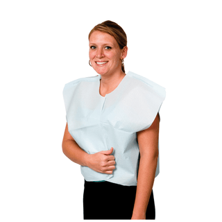 PRO ADVANTAGE EXAM CAPEExam Cape, Tissue/ Poly/ Tissue, 30" x 21", Blue, Traditional Front/ Back Opening, 100/cs (110 cs/plt) | Quantity - 1x CS