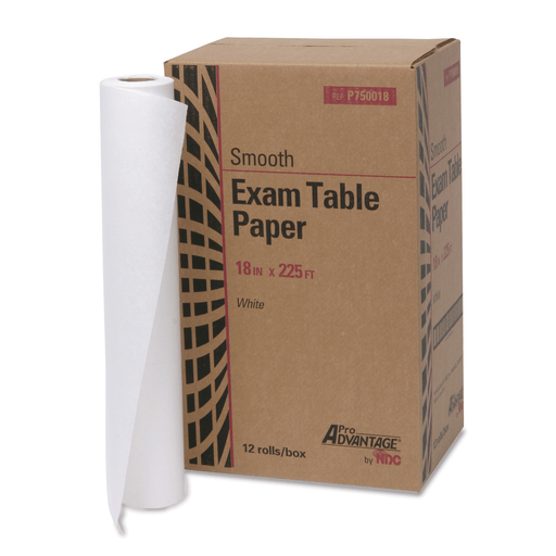 PRO ADVANTAGE EXAM TABLE PAPER - Exam Table Paper, 18" x 225 ft, White, Smooth, 12/cs (64 cs/plt) (020206) | Quantity - 1x CS