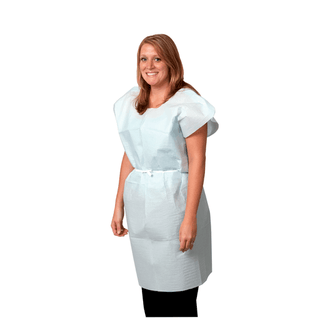 PRO ADVANTAGE EXAM GOWNExam Gown, Tissue/ Poly/ Tissue, 30" x 42", Blue, Traditional Front/ Back Opening, 50/cs (110 cs/plt) | Quantity - 1x CS
